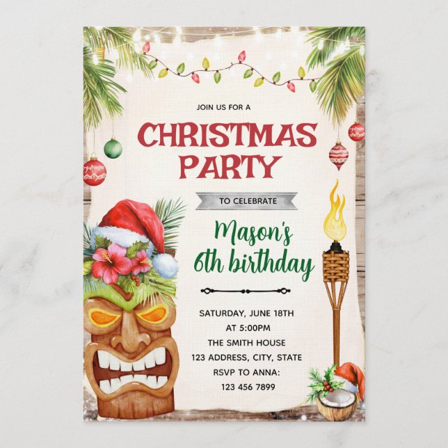 Christmas Tropical  Party invite Inbjudningar (Framsida)