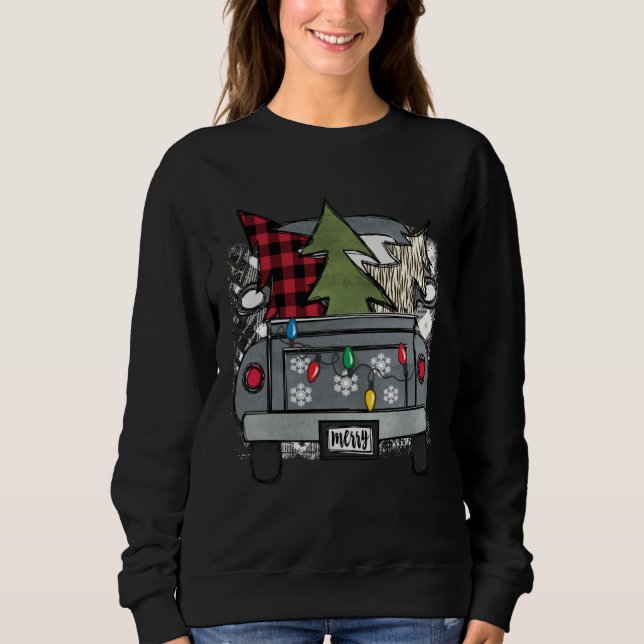 Christmas Truck and Red Buffalo Plaid Holiday Tree T Shirt (Framsida)
