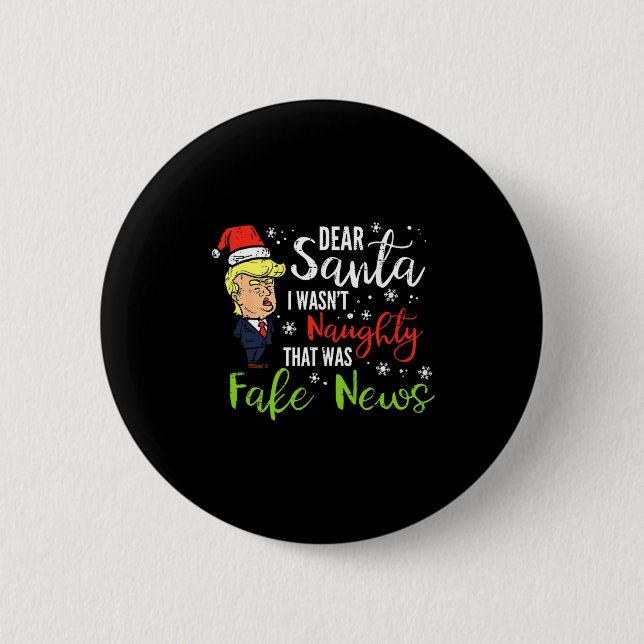 Christmas Trump Dear Santa Fake News Funny Xmas Me Knapp (Framsida)