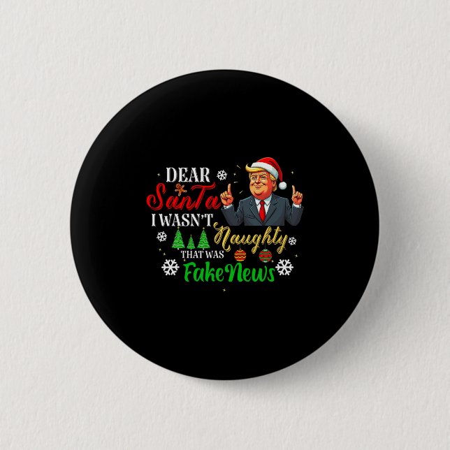 Christmas Trump Dear Santa Fake News Funny Xmas Me Knapp (Framsida)