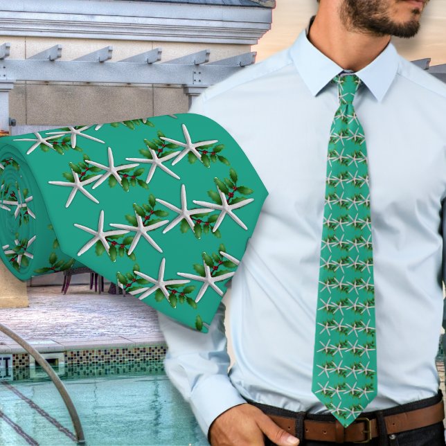 Christmas Turquoise Starfish pattern tie Slips (Skapare uppladdad)