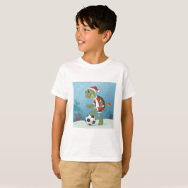 Christmas Turtle playing football T Shirt