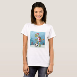 Christmas Turtle playing football T Shirt
