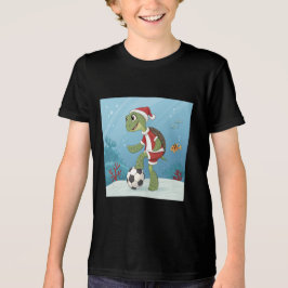 Christmas Turtle playing football T Shirt