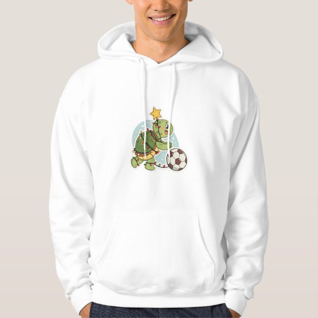 Christmas Turtle with Soccer Ball Hoodie (Framsida)