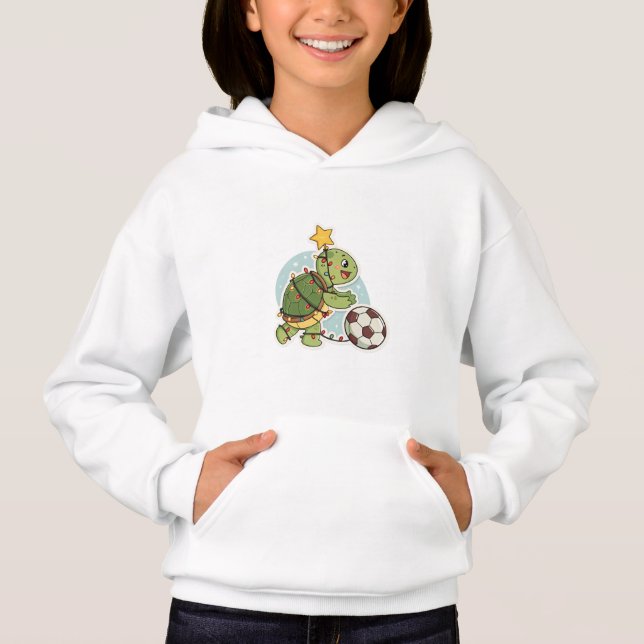 Christmas Turtle with Soccer Ball T Shirt (Framsida)