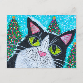 christmas Tuxedo Cat Vykort