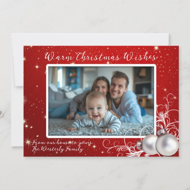 Christmas Twinkling Red One Photo Greeting Card (Framsida)