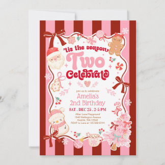 Christmas Two Celebrate 2nd Birthday Invitation Inbjudningar