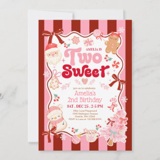 Christmas Two Sweet 2nd Birthday Invitation Inbjudningar