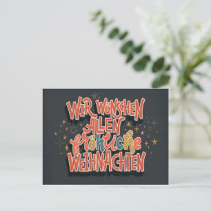 CHRISTMAS TYMAN LETTERING WIR WUNSCHEN ALLEN FROH HELG VYKORT