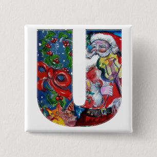 CHRISTMAS U BREV / SANTA MED VIOLIN MONOGRAM KNAPP
