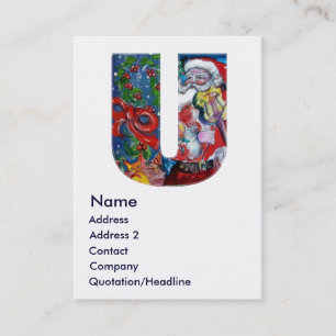 CHRISTMAS U BREV / SANTA MED VIOLIN MONOGRAM VISITKORT