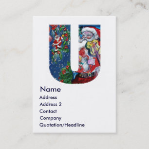 CHRISTMAS U BREV / SANTA MED VIOLIN MONOGRAM VISITKORT