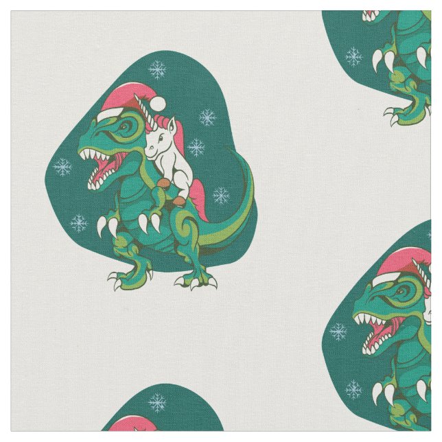 christmas unicorn dinosaur Santa Tyg (Närbild)