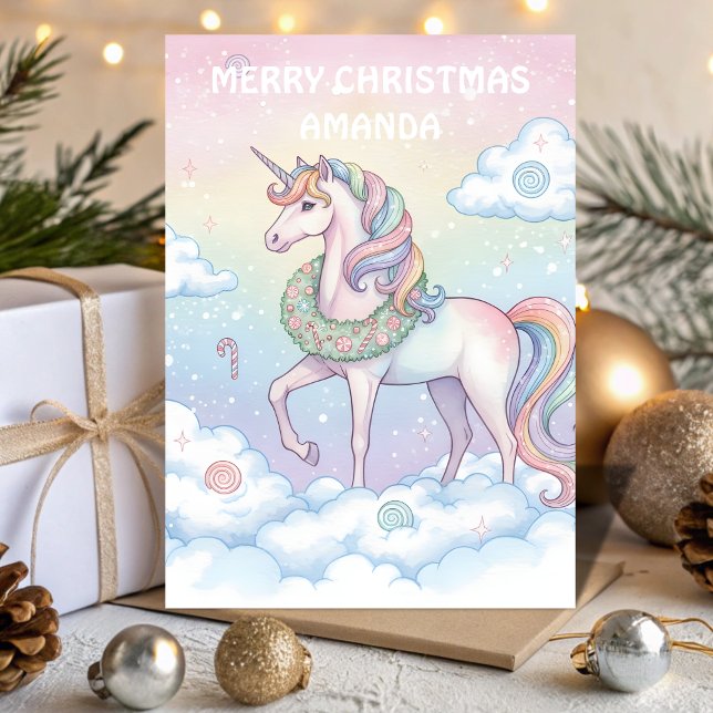 Christmas Unicorn Dreamland Kids Card Helgkort (Skapare uppladdad)