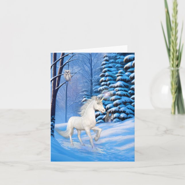 Christmas Unicorn fantasy fun christmas card Kort (Framsida)