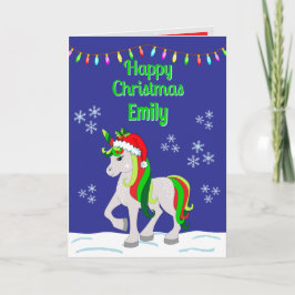 Christmas Unicorn Folded Greeting Card Kort