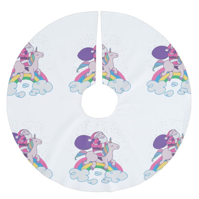 christmas unicorn jultomten julgransmatta borstad polyester (Framsidan)