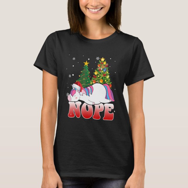 Christmas Unicorn Nope Tree  Unicorn   Xmas T Shirt (Framsida)