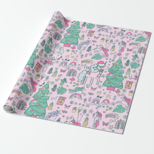 christmas unicorn Santa whimsical cactus monstera Presentpapper