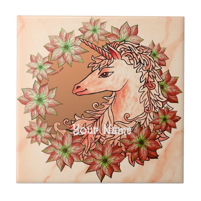Christmas Unicorn tile Kakelplatta (Framsidan)