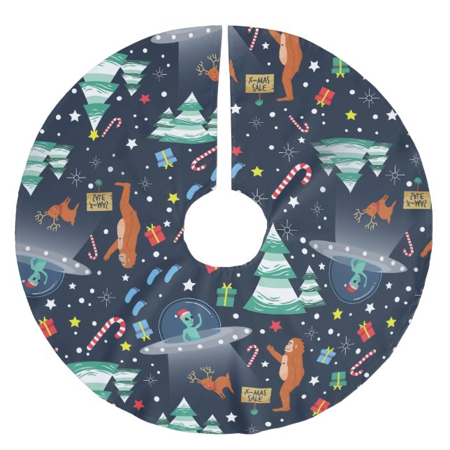 Christmas utomjordingsbortföringsbigfoot yeti sasq julgransmatta borstad polyester (Framsidan)
