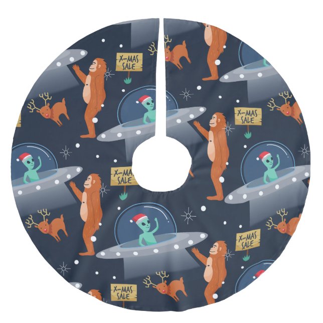 christmas utomjordisk yeti sasquatch bigfoot julgransmatta borstad polyester (Framsidan)