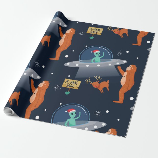christmas utomjordisk yeti sasquatch bigfoot presentpapper (Utrullad)