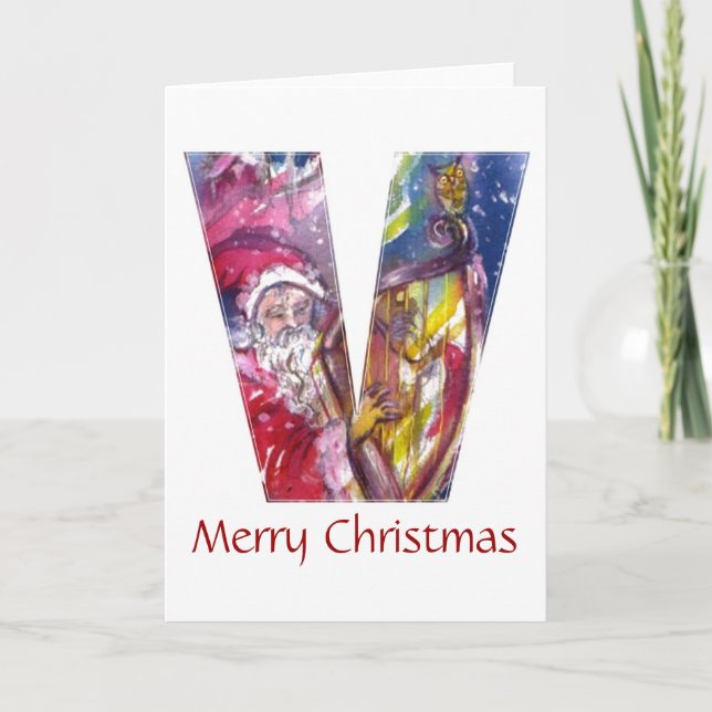 CHRISTMAS V BREV / SANTA PLAYP HARP HELGKORT (Framsida)