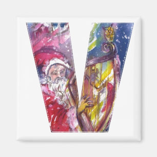 CHRISTMAS V BREV / SANTA PLAYP HARP MAGNET