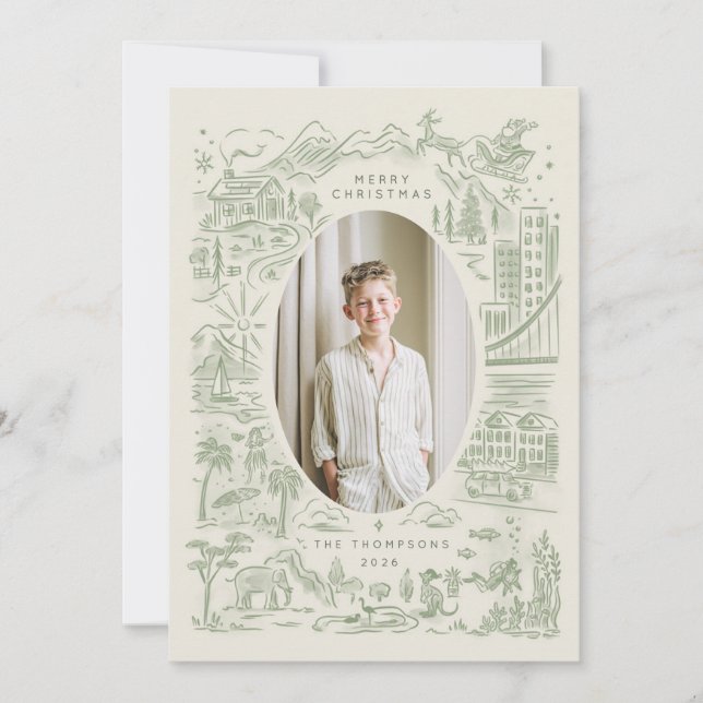 christmas värld runt | helgdag globetrotter julkort (Framsida)