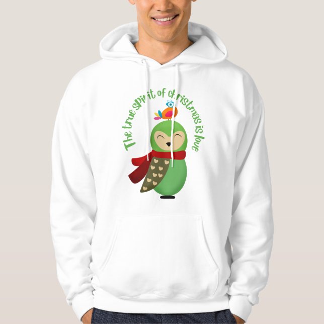 CHRISTMAS VERKLIGA SPRITT ÄR KÄRLEK HEJ 2022 HOODIE (Framsida)