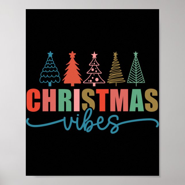 Christmas Vibes Colorful Holiday Trees Design Todd Poster (Framsidan)