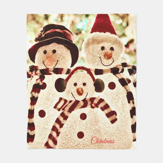 Christmas Vibes Snowman Celebration Fleecefilt (Framsidan)