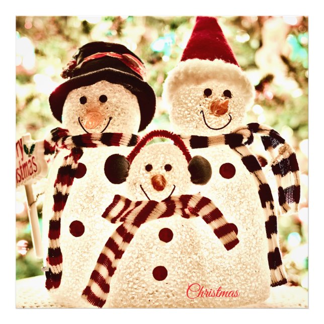 Christmas Vibes Snowman Celebration Fototryck (Framsidan)