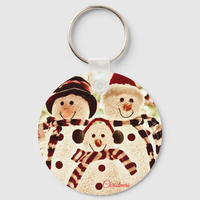 Christmas Vibes Snowman Celebration Nyckelring (Framsida)