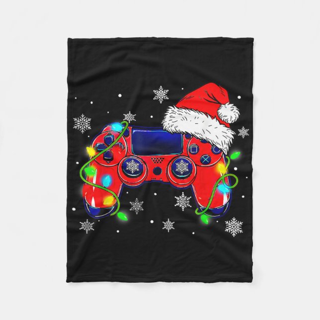 Christmas Video Game Controller Santa Hat Gamer Bo Fleecefilt (Framsidan)