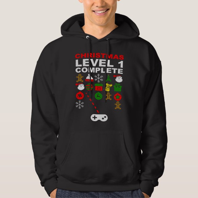 Christmas Video Gaming Decoration Invaders Gamer Hoodie (Framsida)