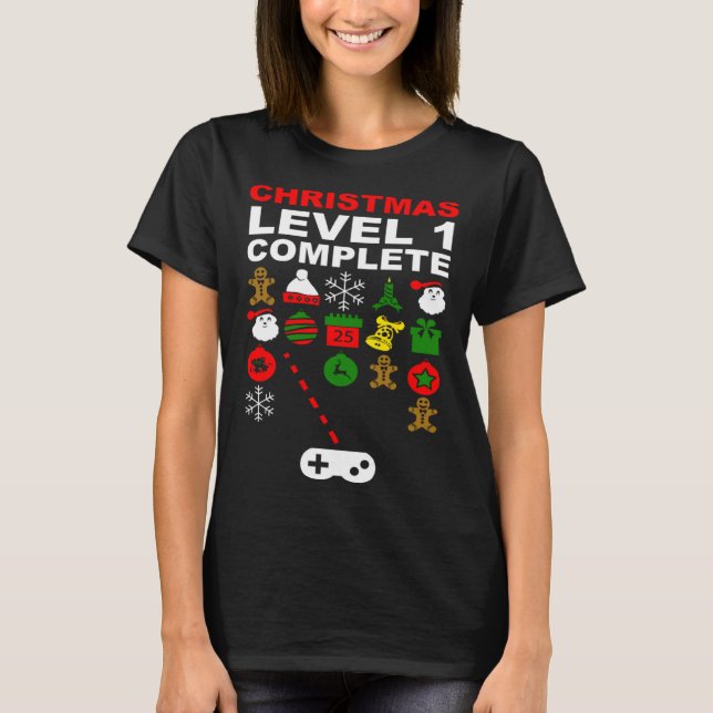 Christmas Video Gaming Decoration Invaders Gamer T Shirt (Framsida)