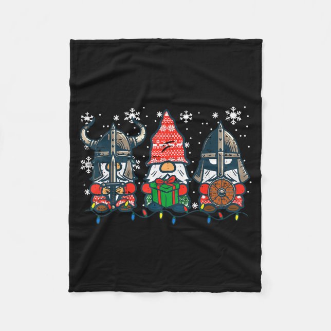 Christmas Viking Gnomes Funny Nordic Xmas Men Wome Fleecefilt (Framsidan)