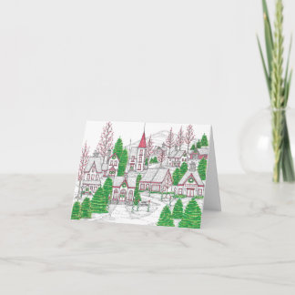 Christmas Village Greeting Card Kort
