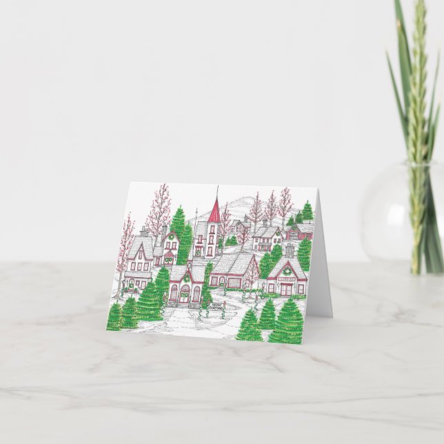 Christmas Village Greeting Card Kort (Framsida)