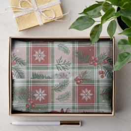 Christmas Vintage Plaid Holly & Deer Pattern