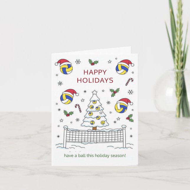 Christmas volleyball Ball Santa Hat Greeting Cards Helgkort (Framsida)