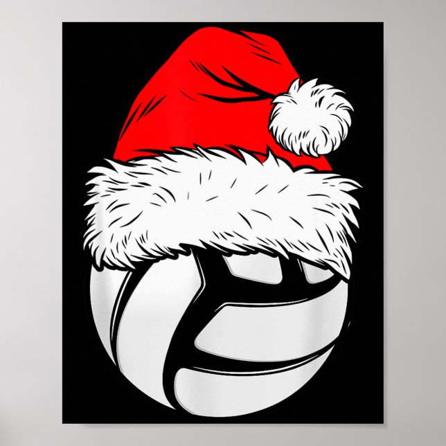 Christmas Volleyball Ball Santa Hat Xmas Matching  Poster (Framsidan)