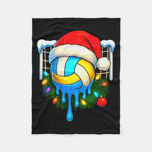 Christmas Volleyball Drip Ice Cream Drip Xmas  Fleecefilt (Framsidan)