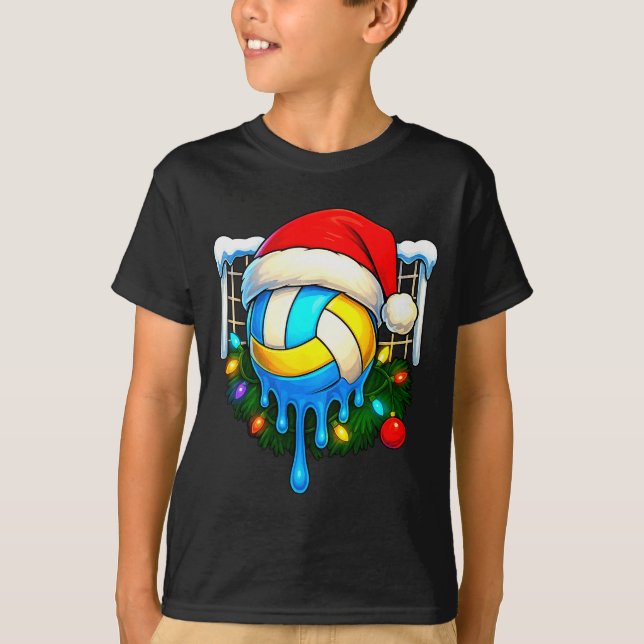 Christmas Volleyball Drip Ice Cream Drip Xmas  T Shirt (Framsida)
