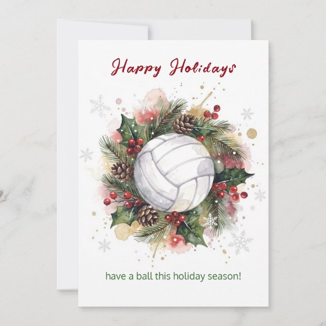 Christmas Volleyball Holiday Greeting Cards Julkort (Framsida)