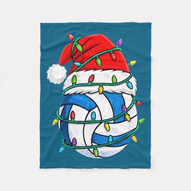 Christmas Volleyball Santa Hat Lights Srts Xmas Pa Fleecefilt (Framsidan)